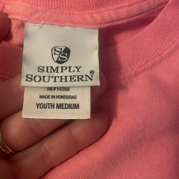 Simply Southern pink long sleeve youth medium first they take your heart - Picture 3 of 3